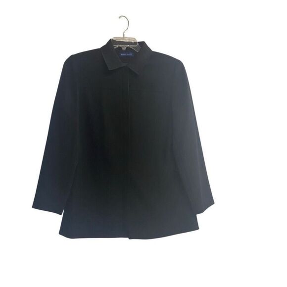KAREN SCOTT Women’s Lined Jacket Blazer Black Size 8  Pointed Collar Vintage - Picture 1 of 9